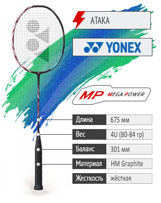Ракетка для бадминтона YONEX ASTROX 100 TOUR KURENAI. 